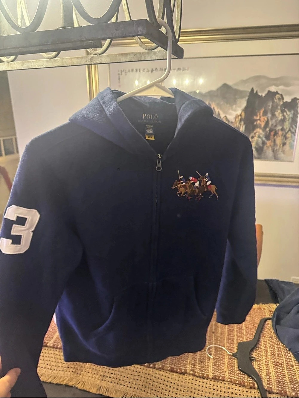 Polo Ralph Lauren Boys Triple-Pony Fleece Hoodie Blue Medium